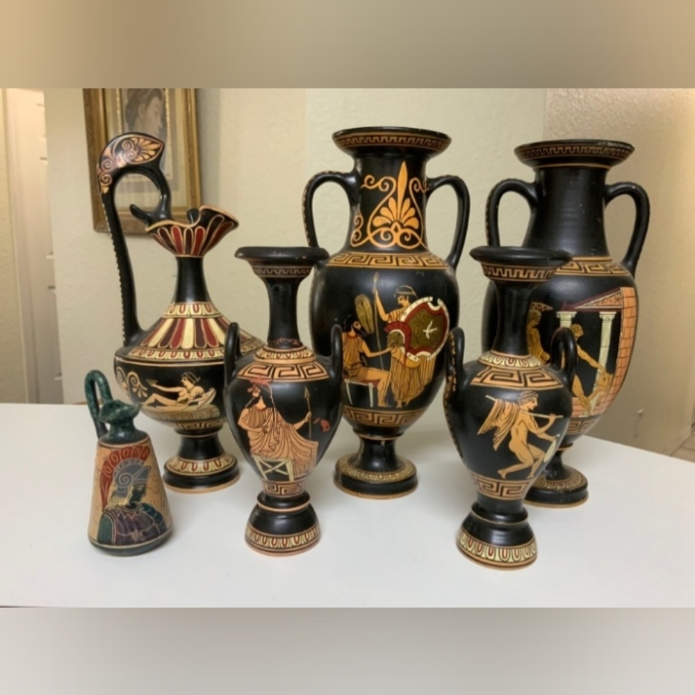 Vintage Kutahia Athens Handmade in Greece Vases